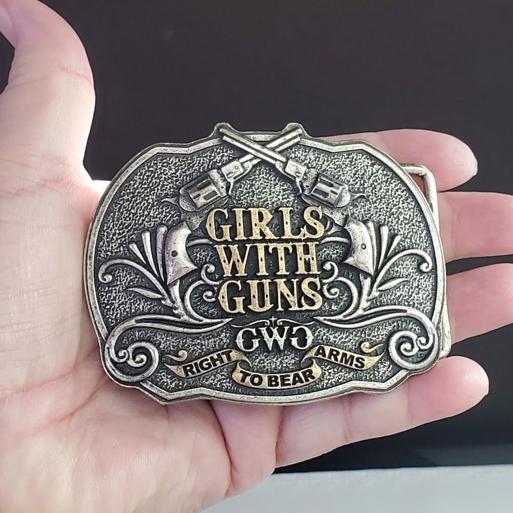 Montana Silversmiths Girls With Guns Right To Bear Arms Belt Buckle GWG Silver